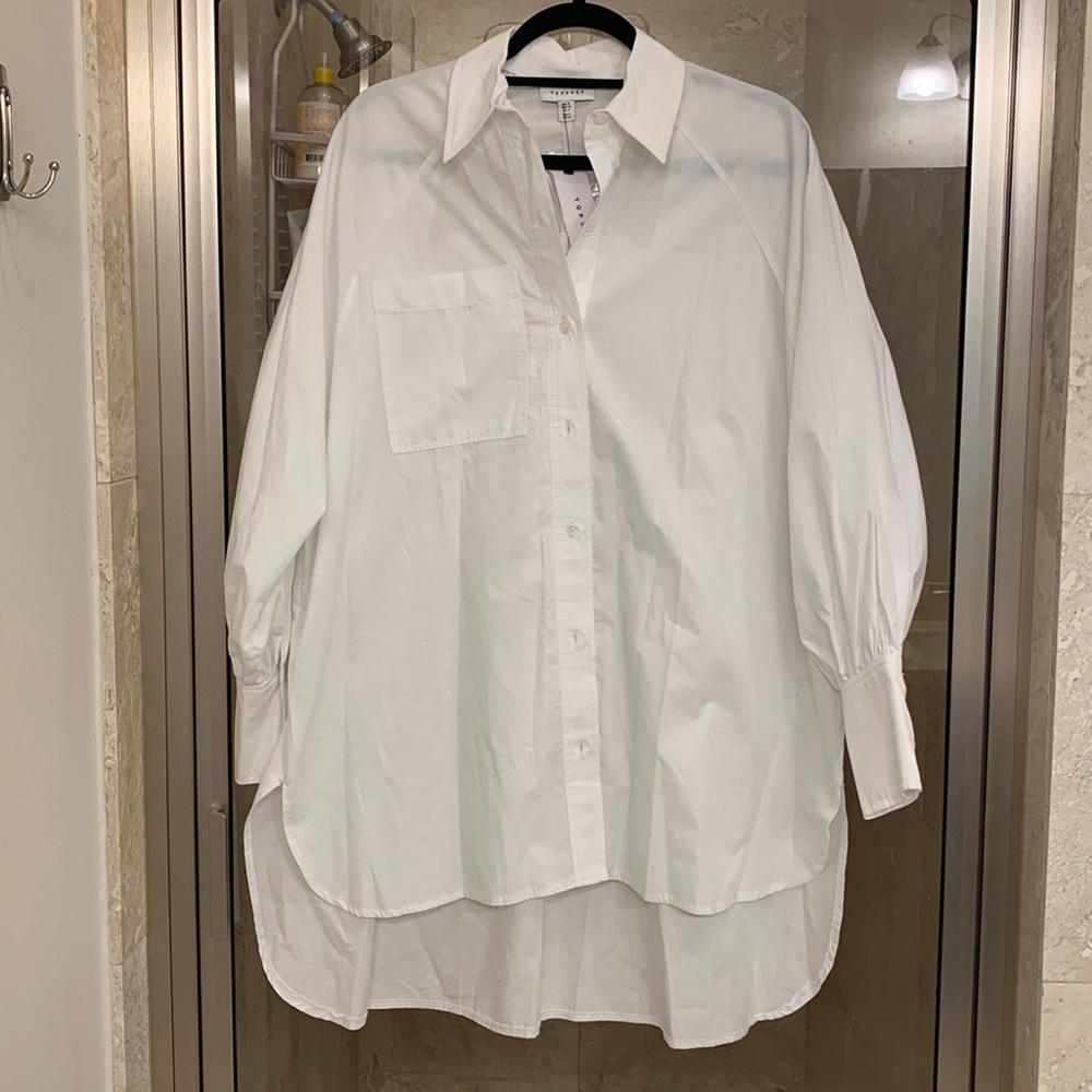 White Topshop button down oversized dress- NWT